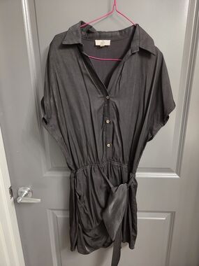 Entro Black Button-Front Wrap Waist Romper